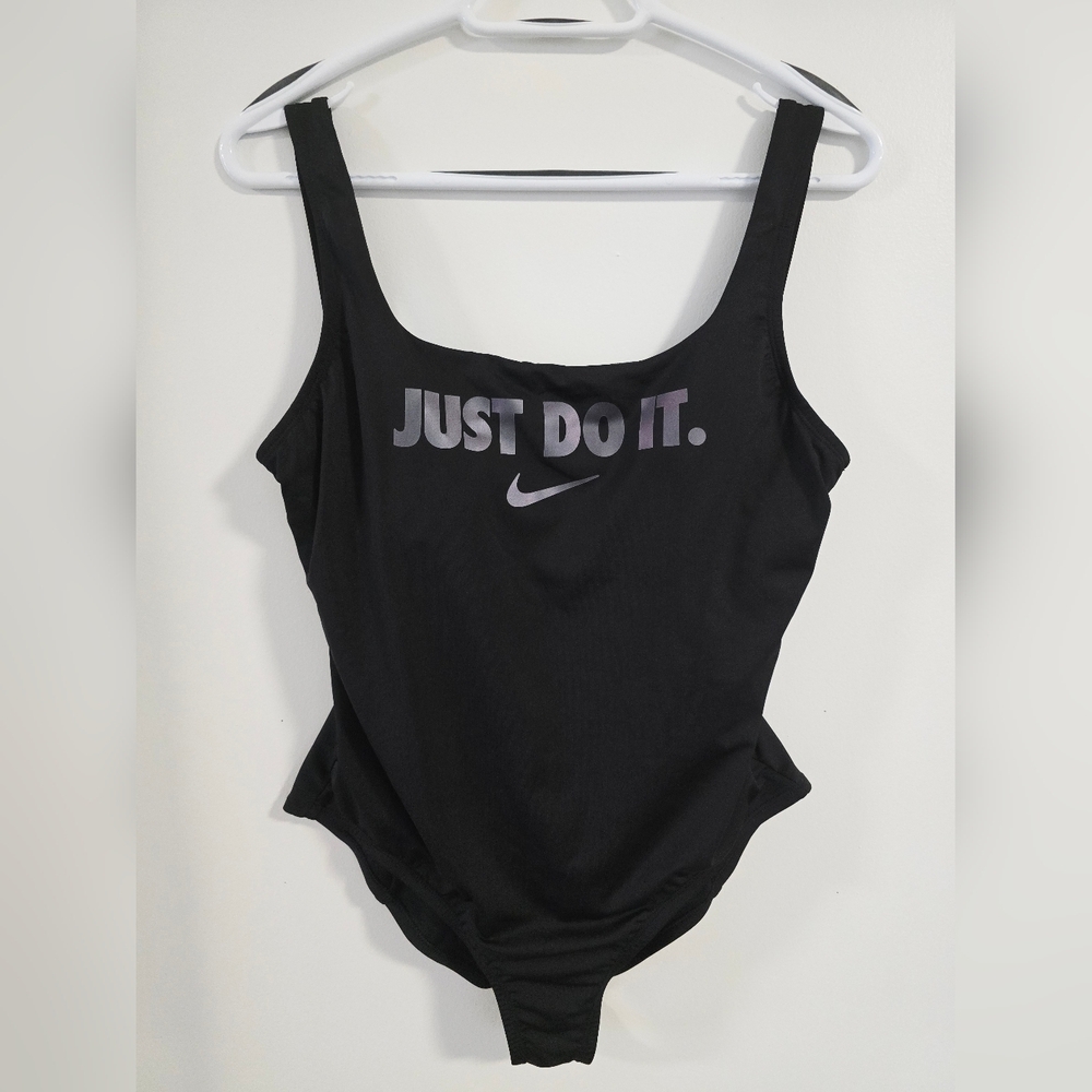 Nike Black One-Piece Swimwear Swimsuit Spory Active Logo Removable Pads Size L